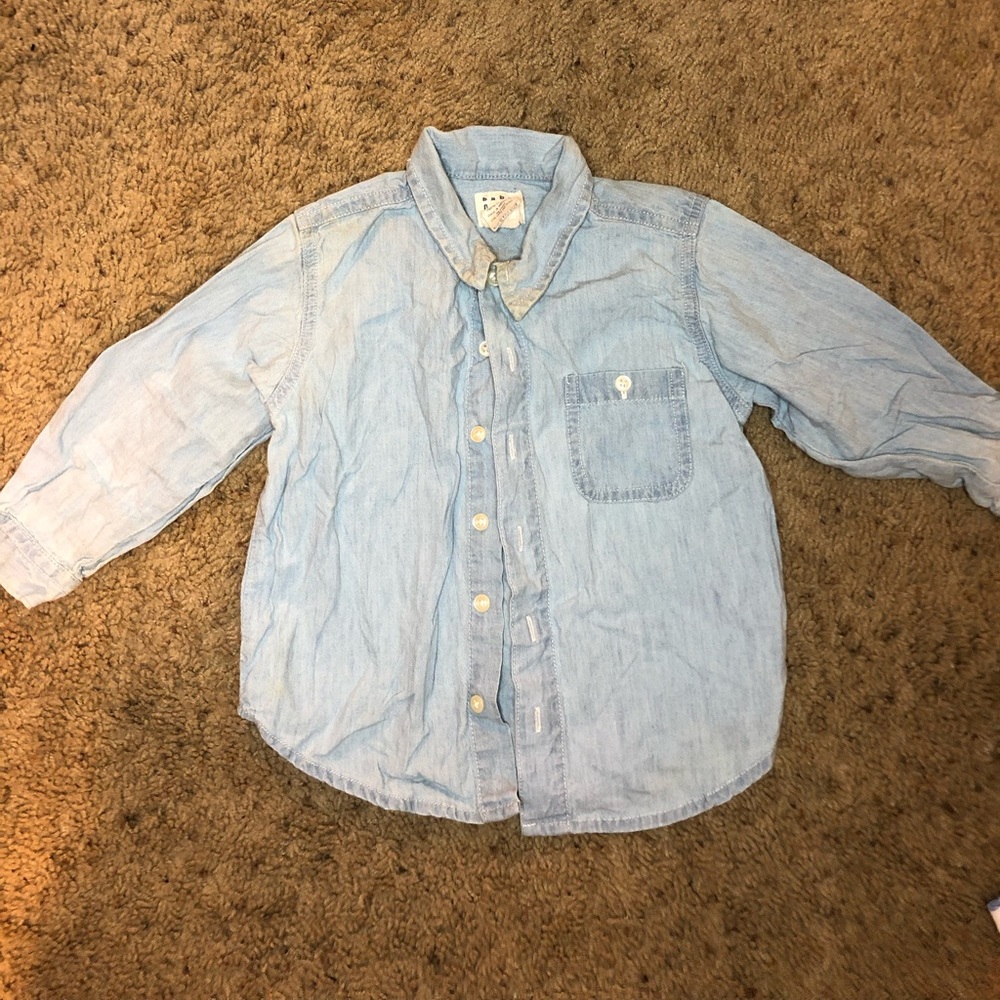 Baby long sleeve button down Jean shirt 18-24 months